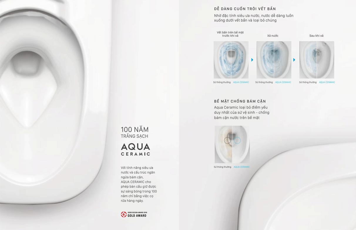 Công nghệ Aqua ceramic kết hợp xả rửa vành Rim bàn cầu Inax AC-2700VN