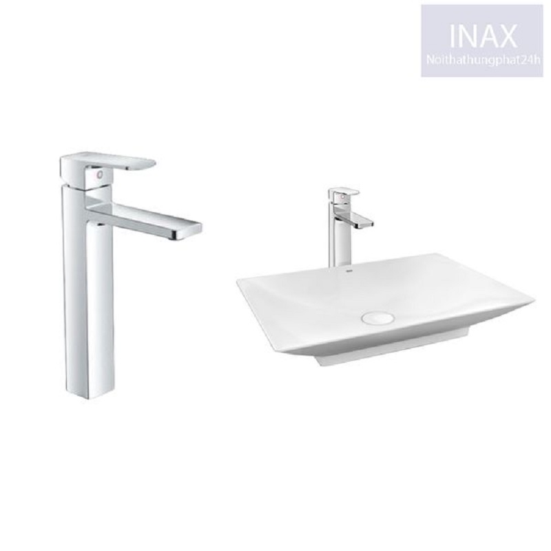 Mẫu vòi rửa mặt Inax nóng lạnh thân cao sử dụng cho lavabo đặt bàn