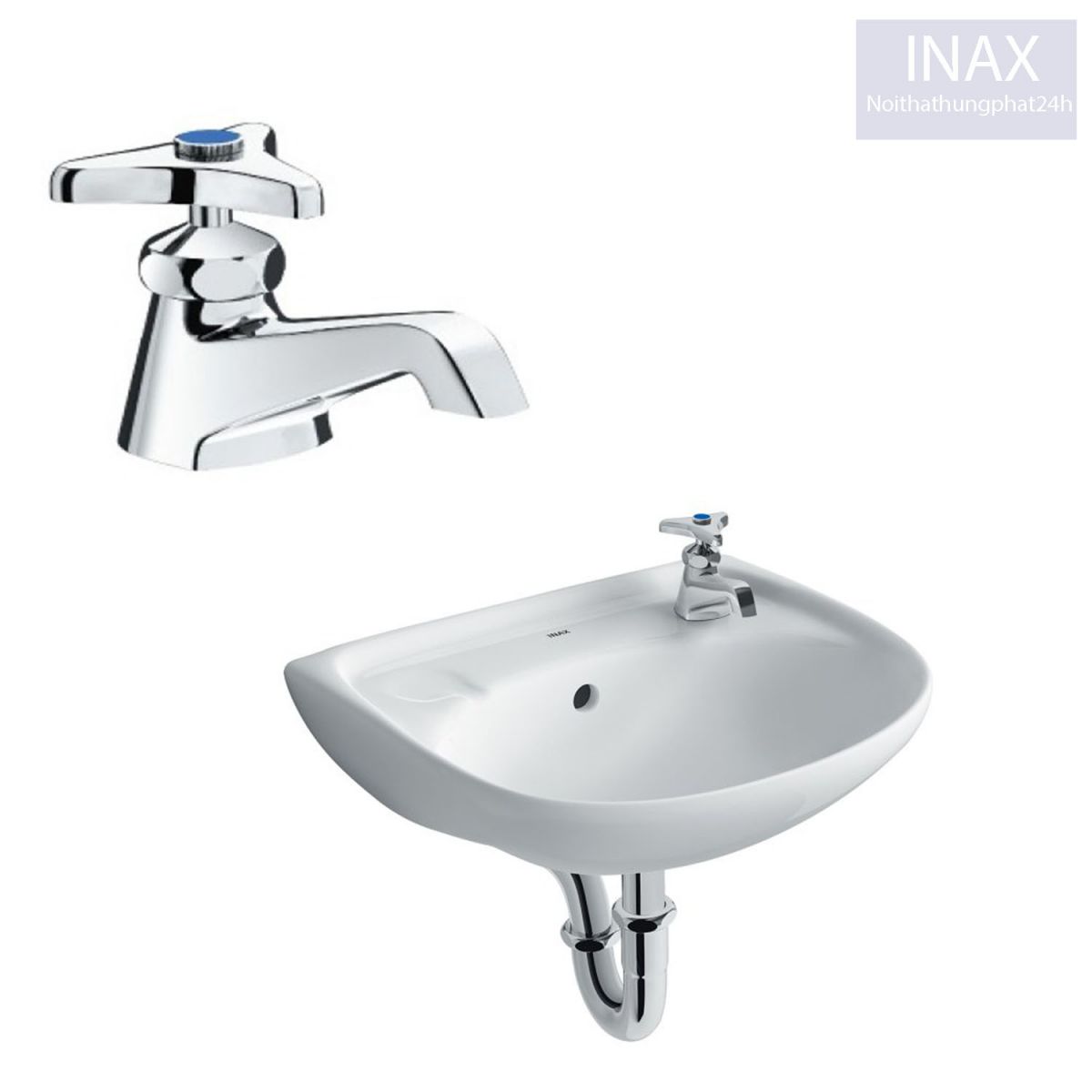 Mẫu vòi rửa mặt Inax nước lạnh thân thấp sử dụng cho lavabo treo tường, đặt bàn, âm bàn