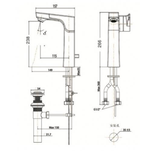 Vòi lavabo nóng lạnh cổ cao American Standard WF-0802