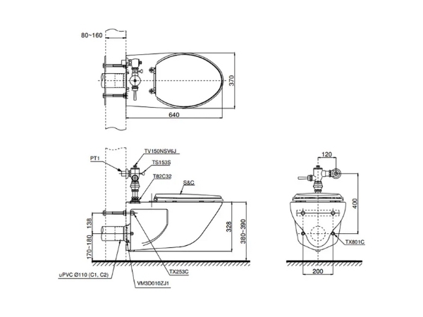 Bản vẽ chi tiết cách lắp đặt bồn cầu