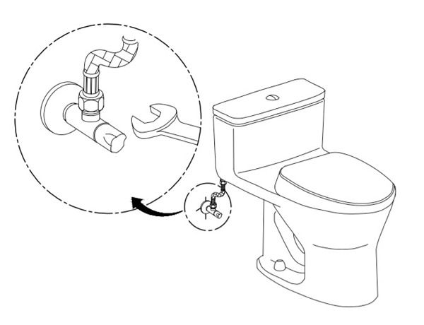 Siết chặt 2 bộ phận dây cấp nước với van dừng