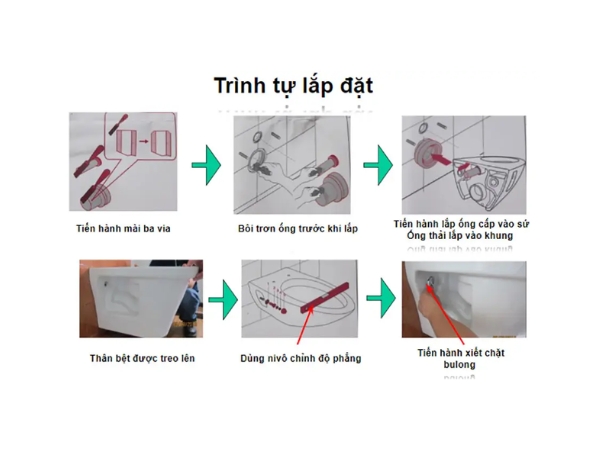 Đặt bồn cầu lên giá đã khoan