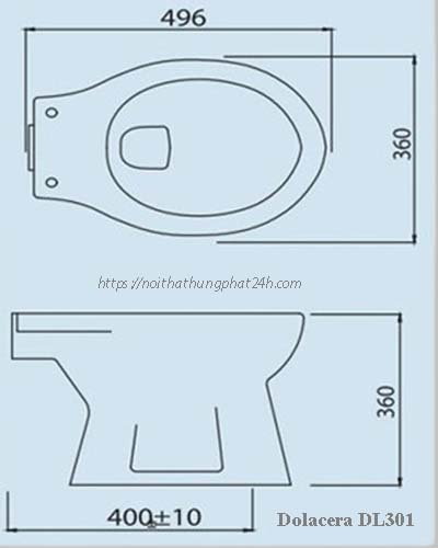 Bản vẽ bàn cầu cụt Dolacera DL301