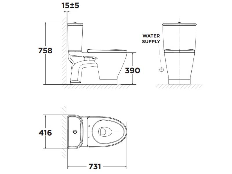 Bản vẽ kỹ thuật bồn cầu 2 khối American Standard VF-2162 dòng LOVEN