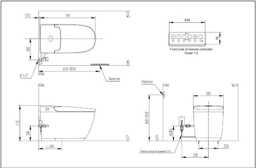 Bản vẽ Bồn Cầu Thông Minh INAX AC-819VN SARAS Auto Open