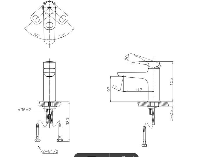 Bản vẽ vòi nóng lạnh lavabo Inax LFV- 652SH