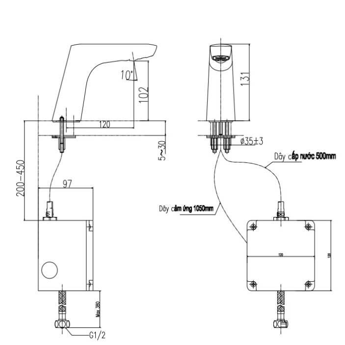 Vòi Cảm ứng chậu rửa mặt lavabo inax AMV-50B Vòi Cảm ứng chậu rửa mặt lavabo inax AMV-50B