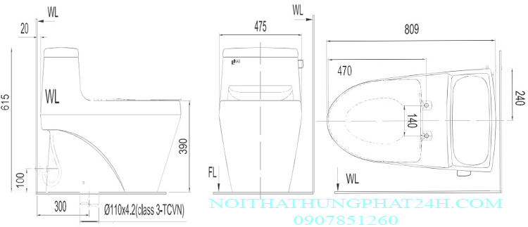 Bảng vẽ kỹ thuật bàn cầu thông minh inax ac-1135-cw-kb22avn