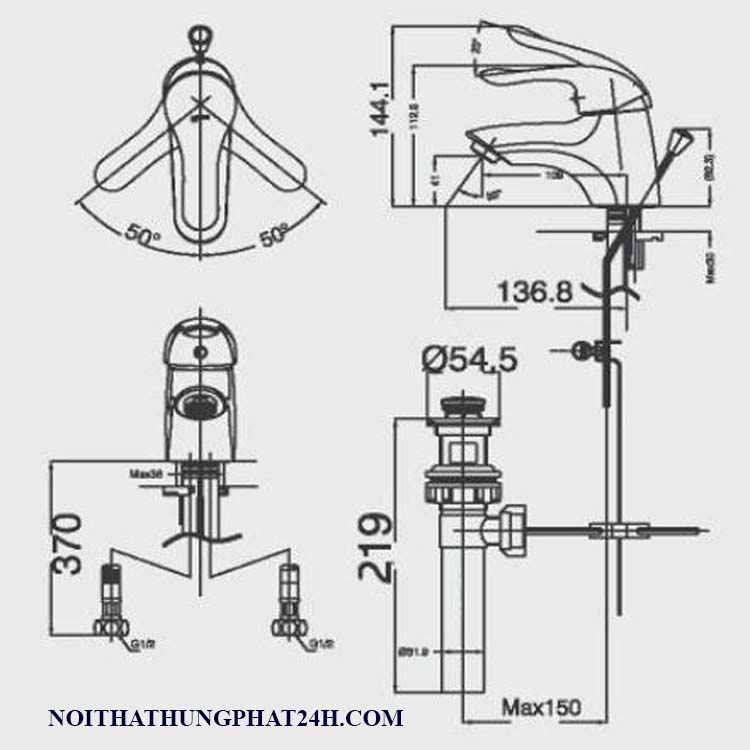 Kích thước vòi chậu rửa mặt inax lfv-222s Vòi chậu rửa mặt nóng lạnh lavabo inax LFV-222S