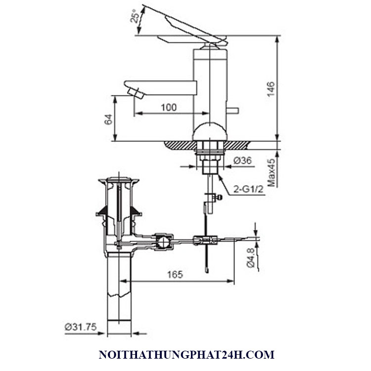 Vòi chậu rửa mặt nóng lạnh lavabo inax LFV-4000S