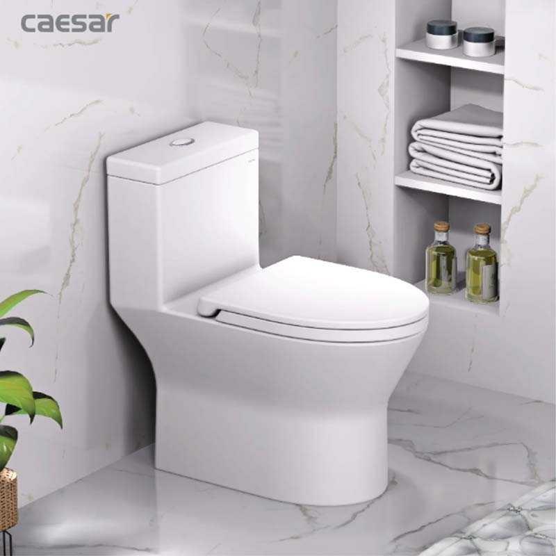 Bồn cầu caesar 1 khối với kiểu dáng nhỏ gọn sang trọng