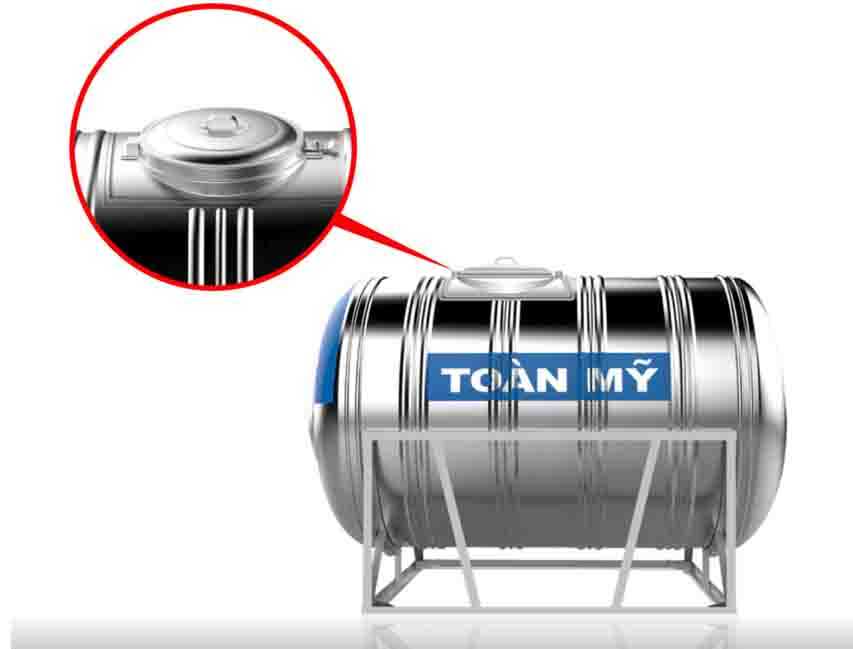Công nghệ mới cải tiến, cổ bồn được dập liền với thân bồn của bồn 1000L ngang