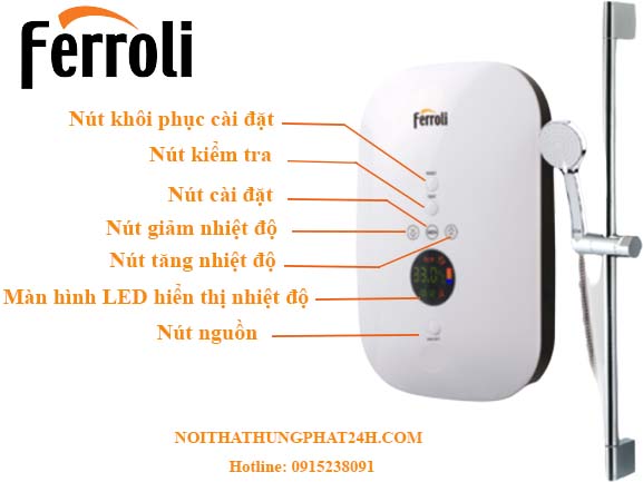 Hướng dẫn sử dụng bình nóng lạnh Ferroli Trực Tiếp DIVO Sdn 4500W không bơm