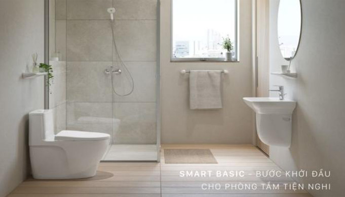 Lavabo treo tường không chiếm diện tích sàn, giúp không gian rộng rãi hơn, mang lại vẻ đẹp hiện đại và sang trọng cho phòng tắm.