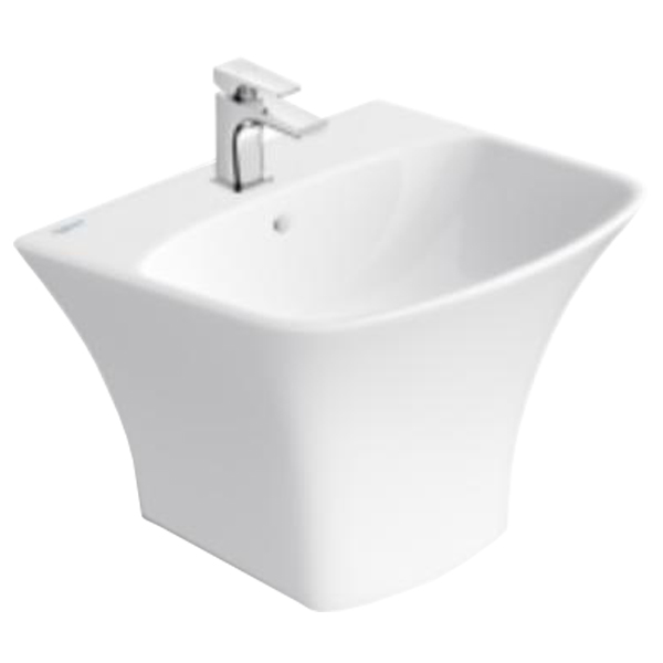 Lavabo treo tường liền chân Viglacera có thiết kế chân và thân lavabo liền một khối với nhau tạo sự động bộ, tinh tế và sang trọng