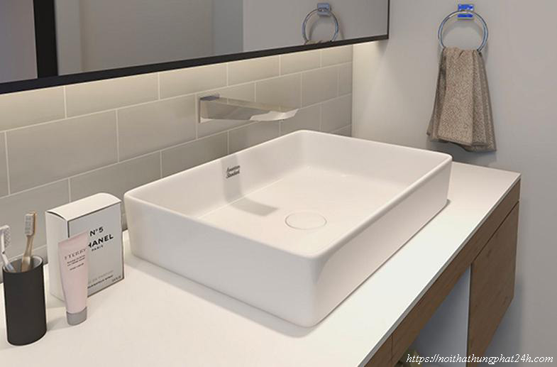 Lavabo đặt bàn American Standard được thiết kế để đặt hoàn toàn trên mặt bàn, tạo nên điểm nhấn nổi bật cho phòng tắm