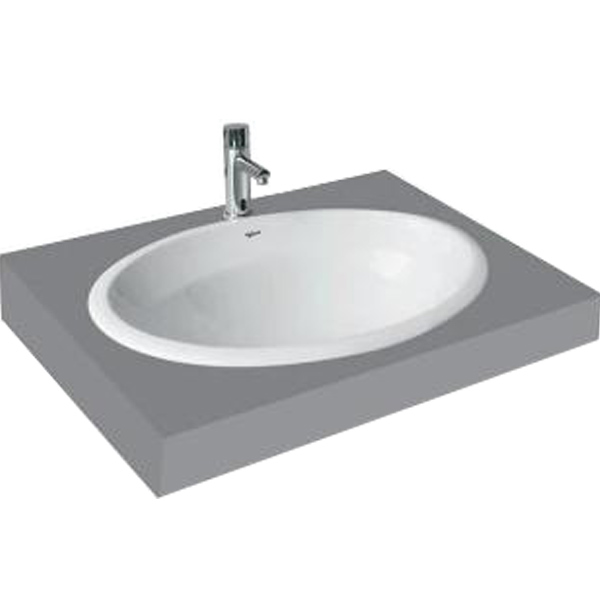 Lavabo đặt bán âm bàn là sự kết hợp giữa lavabo đặt bàn và âm bàn với một phần được đặt âm xuống mặt bàn, phần còn lại nổi lên trên mặt bàn