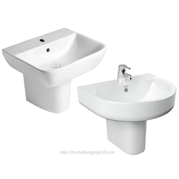 Lavabo treo tường chân treo American Standard là loại phổ biến nhất hiện nay, giúp tiết kiệm không gian và dễ dàng vệ sinh