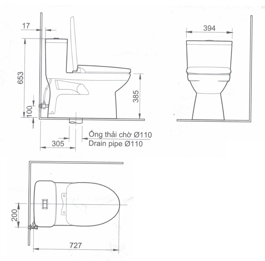 Bồn Cầu Inax 1 Khối AC-969VN -2 Nắp Mỏng