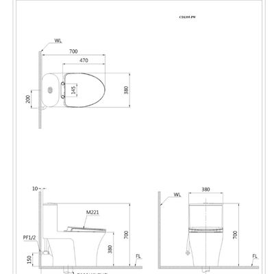 Bồn Cầu 1 Khối Caesar CD1395