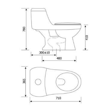 Bản vẽ bồn cầu 1 khối Hảo Cảnh 1016