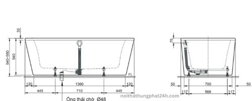 Bồn tắm đặt sàn Inax BF-1656V