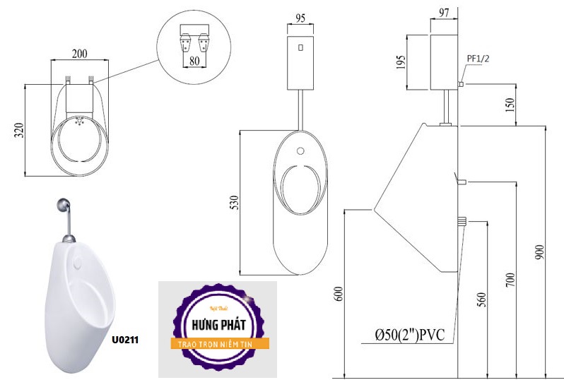 Bệ Tiểu Nam Caesar U0211 Treo Tường