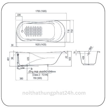 Bồn tắm Galaxy Inax MBV-1700