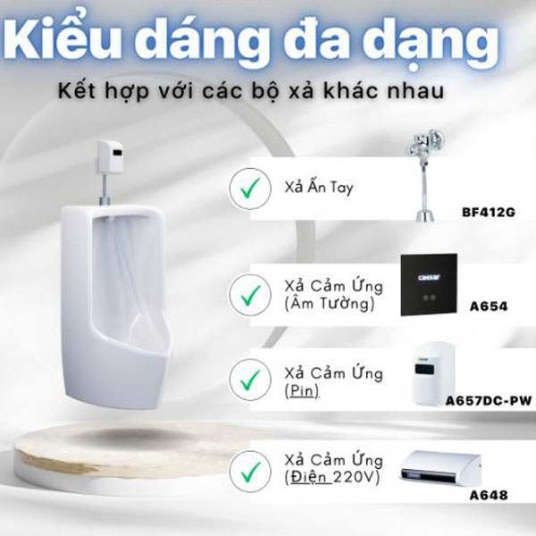 Bồn tiểu nam Caesar U0282 với kiểu dáng thiết kế thanh lịch và kính đáo, đường nét đơn giản tinh tế