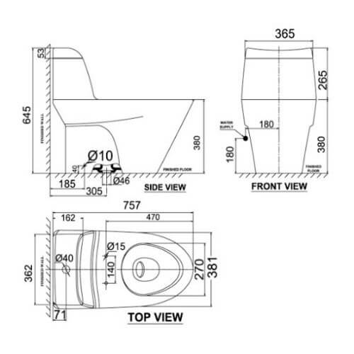 Bồn cầu 1 khối American Standard VF-2010 xả 2 nút nhấn tiết kiệm nước