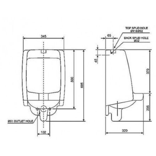 Bồn tiểu nam treo tường  American Standard VF-6401