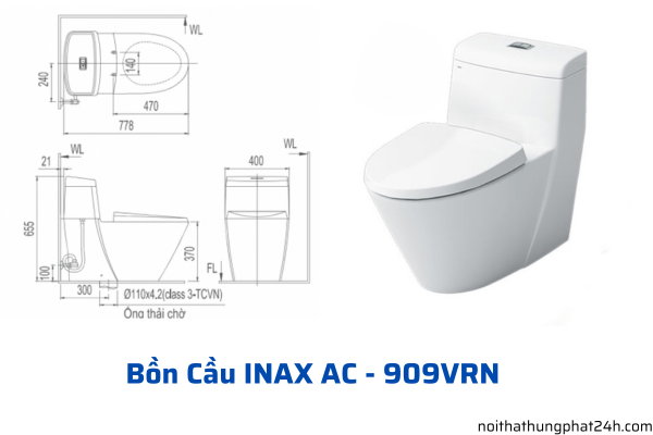 Cấu tạo bồn cầu Inax 1 khối