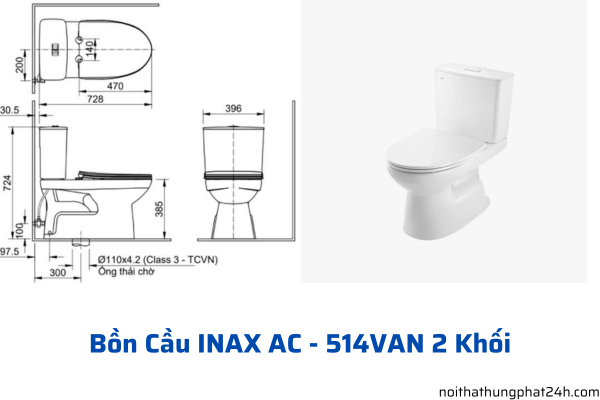 Cấu tạo bồn cầu Inax 2 khối