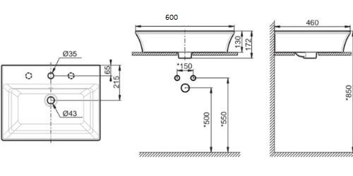 Chậu rửa lavabo đặt bàn American Standard WP-F525.1H