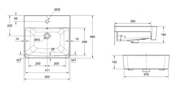 Chậu rửa lavabo đặt bàn American Standard 0519-WT