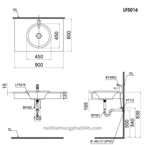 Chậu rửa mặt lavabo đặt dương bàn Caesar LF5016