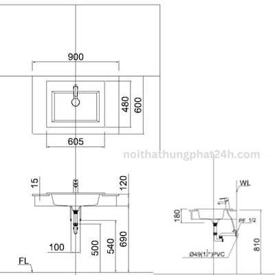 Chậu rửa mặt lavabo đặt dương bàn Caesar LF5017