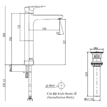 Vòi Lavabo nóng lạnh cổ cao Inax LFV-1402SH Vòi Lavabo nóng lạnh cổ cao Inax LFV-1402SH