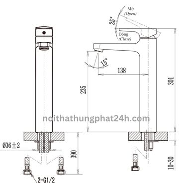 Vòi Lavabo nóng lạnh cổ cao  Inax LFV-5000SH