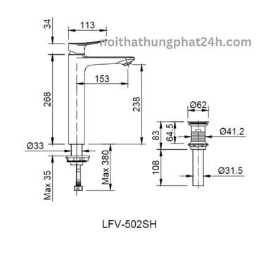 Vòi lavabo nóng lạnh cổ cao  Inax LFV-502SH