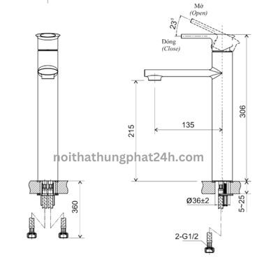 Vòi lavabo nóng lạnh cổ cao  Inax LFV-7100SH