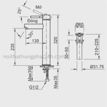 Vòi lavabo nóng lạnh cổ cao  Inax LFV-8000SH2