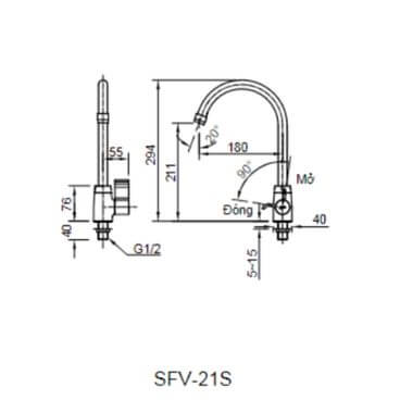 Vòi rửa chén lạnh Inax SFV-21 sáng bóng bền bỉ với thời gian