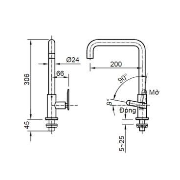 Vòi rửa chén lạnh Inax SFV-30 chính hãng, chất lượng cao.