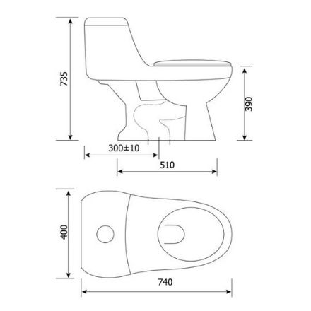 Thông số bồn cầu 1 khối Hảo Cảnh 1003