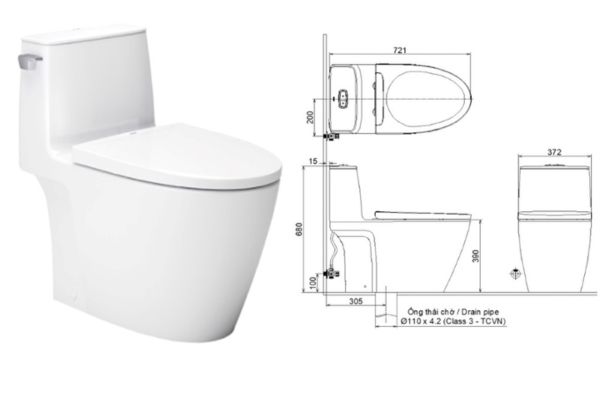 Thông số kỹ thuật xí bệt Inax 1 khối