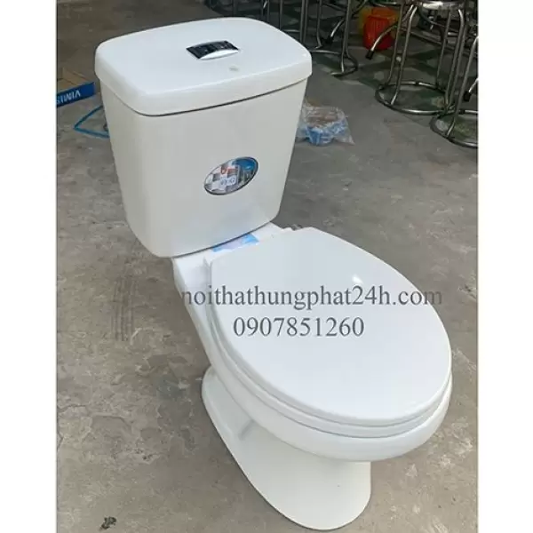 Bàn cầu 2 khối giá rẻ Minh Long 2 nút nhấn VIMISCO S02 nắp thường 