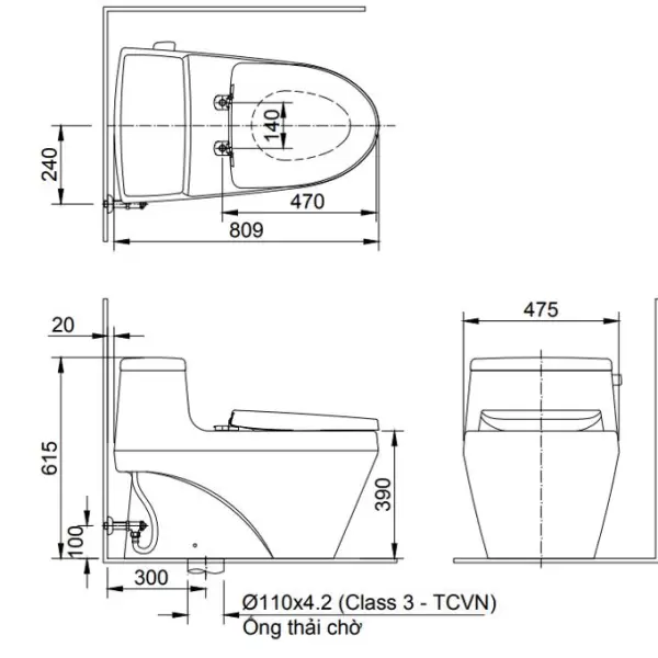 Bồn Cầu Inax 1 Khối AC-1135VN