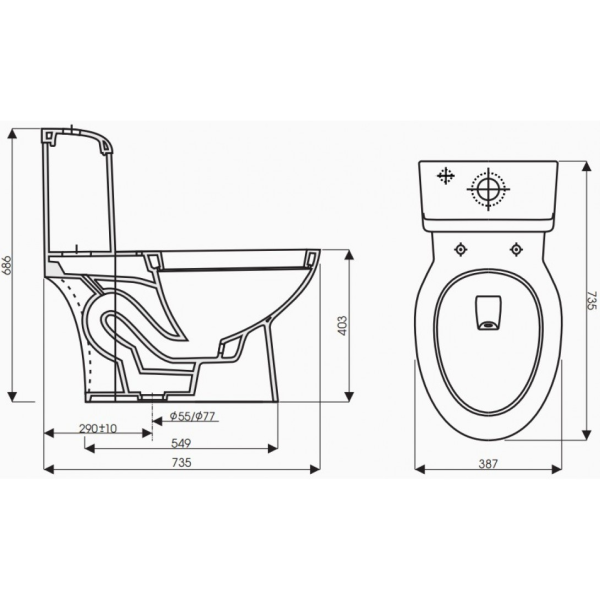 Bồn Cầu 1 Khối Thiên Thanh Titan